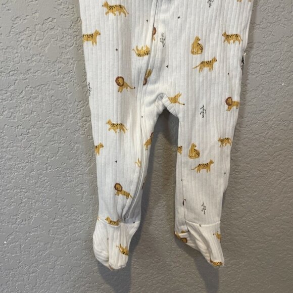 Emily & Oliver Rabbit + Bear Organic Cotton Infant Green Sleeper 6-9 Jungle Lion - Picture 3 of 8